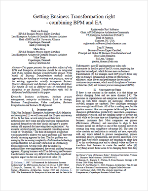 Getting Business Transformation Right – Combining BPM and EA
