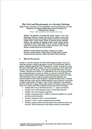 The Need and Requirements to a Strategy Ontology